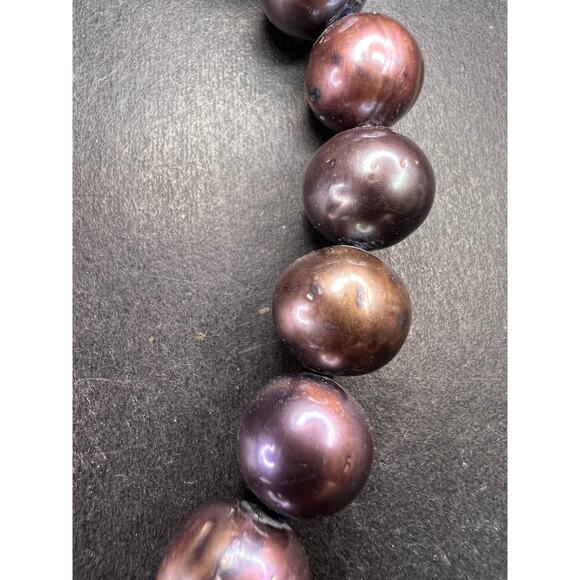 Estate Black Cultured Pearl Necklace 20 Inch 11.8mm 925 Sterling LUC Clasp - Picture 8 of 10